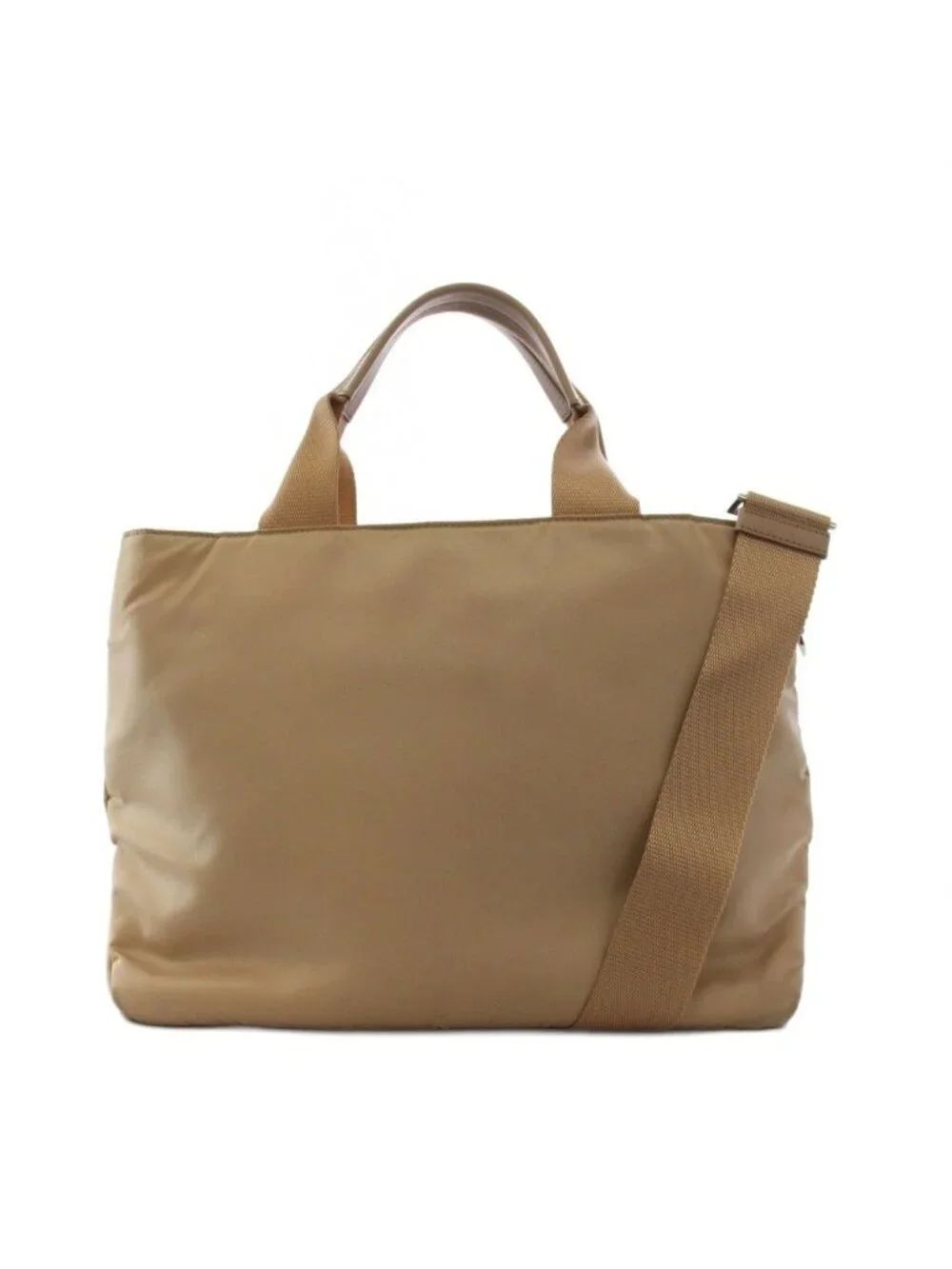 Prada Tote Shoulder Bag 2-Way Triangle Logo Beige KH